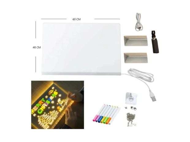 &u+ PIZARRON LUMINOSO 60X40 + TRIPODE + 7 MARCADORES (83081)